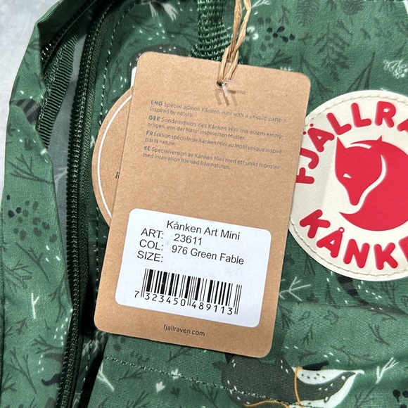 NWT Fjallraven Kanken Art Mini Backpack - Green Fable Forest limited edition - Picture 2 of 3